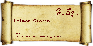 Haiman Szabin névjegykártya